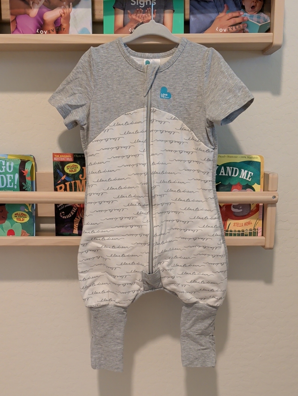 Love to dream Grey & White Short Sleeve Footed One-Piece